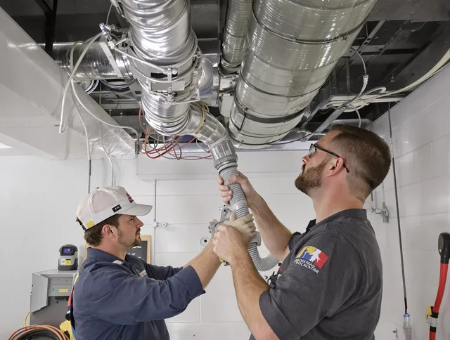 Holbrook Air Duct Cleaning technician performing thorough AC duct cleaning in Holbrook