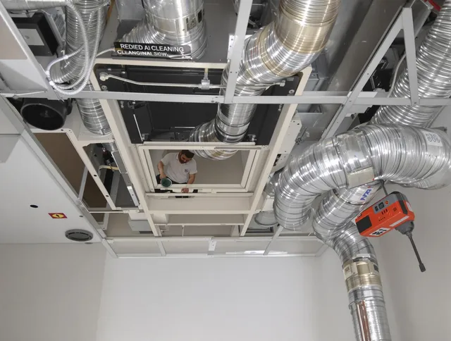 Holbrook Air Duct Cleaning technician performing detailed central duct system cleaning in Holbrook