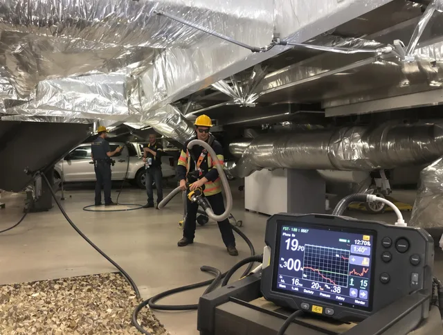 Professional negative pressure duct cleaning by Holbrook Air Duct Cleaning in Holbrook
